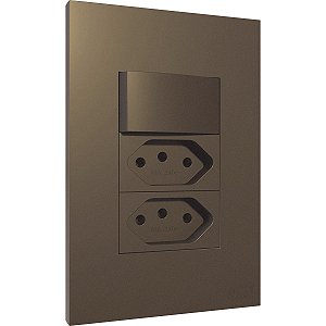 Conjunto Tomada Dupla 10A + Interruptor Simples Recta Corten Fosco Blux