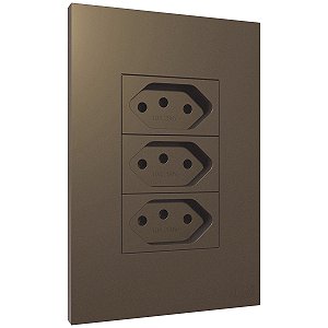 Conjunto Tomada Tripla 20A Recta Corten Fosco Blux