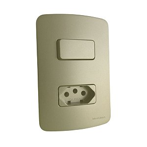 Conj. Interruptor Simples + Tomada 10a B3 Pérola Margirius