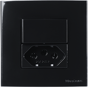 Conj. Interruptor Paralelo + Tomada 10a Sleek Ebony Móveis Margirius