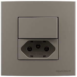 Interruptor Paralelo + Tomada 10a Móveis Sleek Argila Margirius