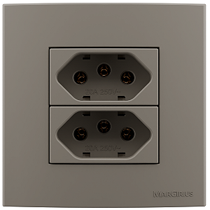 Tomada Dupla 10a Móveis Sleek Argila Margirius