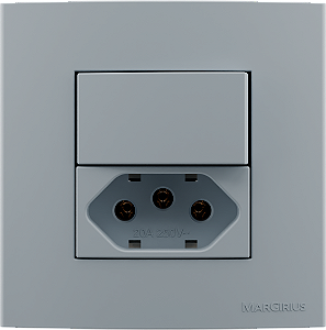 Conj. Interruptor Simples + Tomada 10a Sleek Cinza Móveis Margirius