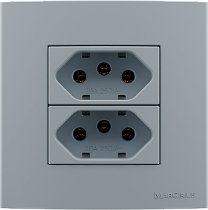 Conj. Tomada Dupla 10a Sleek Cinza Móveis Margirius