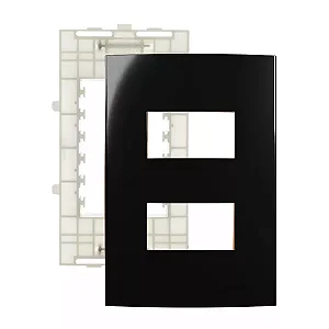 Placa 2 Modulos 4x2 Sleek Ebony Preto Margirius