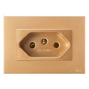 Conj. Tomada 10A Mobili Recta Ouro Nobre Fosco Blux