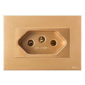 Conj. Tomada 20A Mobili Recta Ouro Nobre Fosco Blux