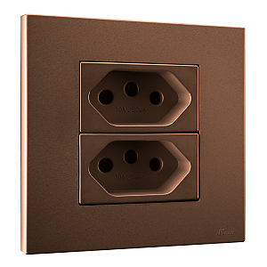 Conj. Tomada Dupla 10A Mobili Recta Corten Fosco Blux