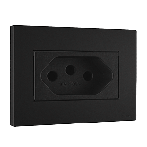 Conj. Tomada 20A Mobili Recta Preto Fosco Blux