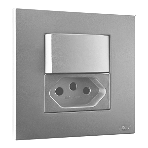 Conj. Interruptor Paralelo + Tomada 10A Mobili Recta Prata Fosco Blux