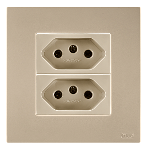 Conj. Tomada Dupla 10A Mobili Recta Areia Fosco Blux