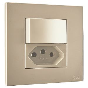 Conj. Interruptor Simples + Tomada 10A Mobili Recta Areia Fosco Blux