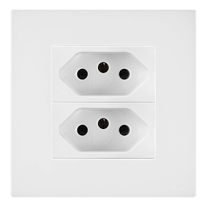 Conj. Tomada Dupla 20A Mobili Recta Branco Fosco Blux