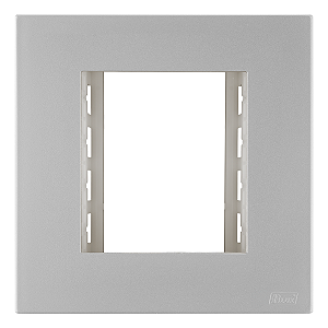 Placa 2 Modulos Mobili Recta Prata Fosco Blux