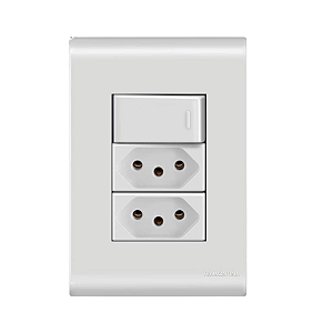 Conjunto Tomada Dupla 20A + Interruptor Paralelo Liz Branco Tramontina