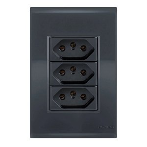 Conjunto Tomada Tripla 20A Liz Grafite Tramontina