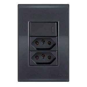 Conjunto Tomada Dupla 20A + Interruptor Paralelo Liz Grafite Tramontina