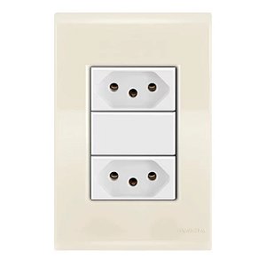 Conjunto Tomada Dupla 20A Liz Bege Tramontina