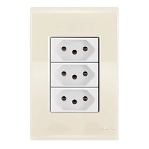 Conjunto Tomada Tripla 20A Liz Bege Tramontina
