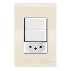 Conjunto Interruptor Duplo Paralelo + Tomada 20A Liz Bege Tramontina