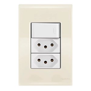 Conjunto Tomada Dupla 20A + Interruptor Simples Liz Bege Tramontina