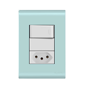 Conjunto Interruptor Paralelo + Tomada 20A Azul Jeans Tramontina