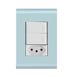 Conjunto Interruptor Duplo Paralelo + Tomada 20A Liz Azul Jeans Tramontina