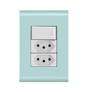 Conjunto Tomada Dupla 20A + Interruptor Simples Liz Azul Jeans Tramontina