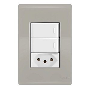 Conjunto Interruptor Duplo Simples + Tomada 20A Liz Fendi Tramontina