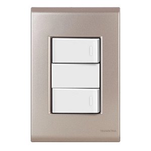 Conjunto Interruptor Duplo Paralelo Liz Ouro Velho c/ Branco Tramontina