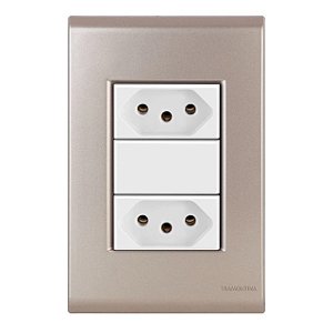 Conjunto Tomada Dupla 20A Liz Ouro Velho c/ Branco Tramontina