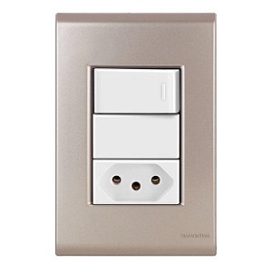 Conjunto Interruptor Paralelo + Tomada 20A Liz Ouro Velho c/ Branco Tramontina