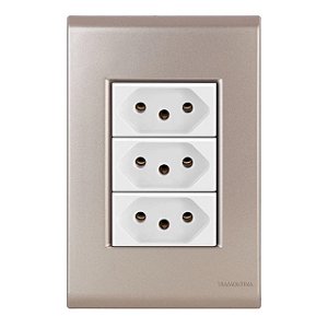 Conjunto Tomada Tripla 20A Liz Ouro Velho c/ Branco Tramontina