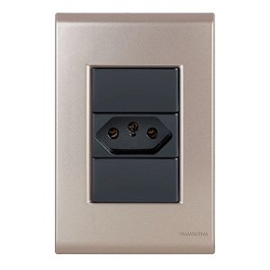 Conjunto Tomada 20A Liz Ouro Velho c/ Grafite Tramontina