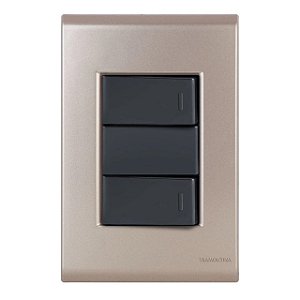 Conjunto Interruptor Duplo Simples Liz Ouro Velho c/ Grafite Tramontina