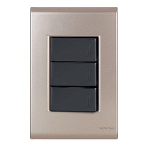 Conjunto Interruptor Triplo Paralelo Liz Ouro Velho c/ Grafite Tramontina