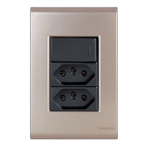 Conjunto Tomada Dupla 20A + Interruptor Paralelo Liz Ouro Velho c/ Grafite Tramontina