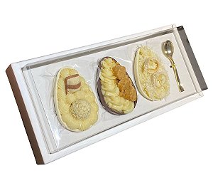Caixa borda moldura com tampa em acetato para trio de ovos de colher 100 gramas - 10 unidades
