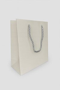 Sacola branca papel importada com cordão são francisco prata- 10 unidades - 14X15X6