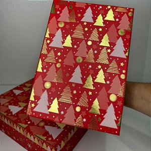 Conjunto de caixas rígidas com aplicação de hotstamping - tema Natal