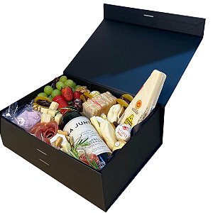 Caixa rígida dobrável 28X20X09cm com  fecho magnético  para presente  cor PRETA - 10 unidades