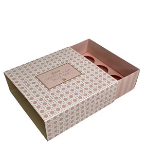 Caixa luva com puxador para 9 docinhos  PAGLIA ROSA 13x13x4,5 PT C/10 UN