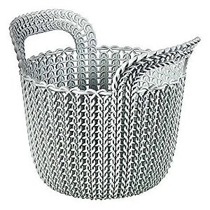Cesto Organizador Knit Trançado Redondo 3L Cinza