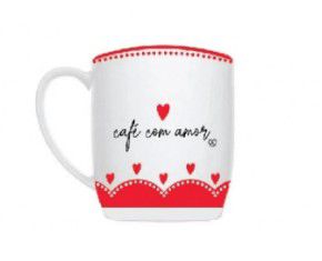 Caneca Cerâmica "Café com Amor"360 ml com base artesanal de mimo