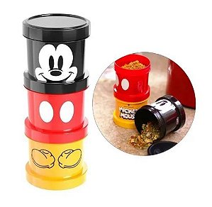 Kit 3 Potes Empilháveis Para Lancheira Porta Condimentos Mickey Mouse