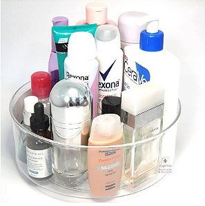 Bandeja Giratório Multiuso  Porta Tempero Cosmético Cor Transparente