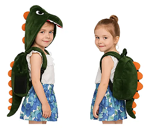 Mochila Mais Fofa e Divertida Que Seu Pequeno Já Viu- Mochila Criativa de Dinossauro com Capuz – Macia, Estilosa e Perfeita para Aventuras