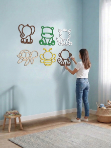 kit com 6 peças decorativas molduras de parede coleção animais