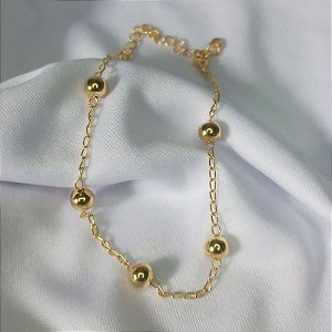 Pulseira de Bolinhas Lisas - Ouro 18K