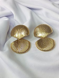 Brinco Grande 2 Conchas (56MM) - Ouro 18K